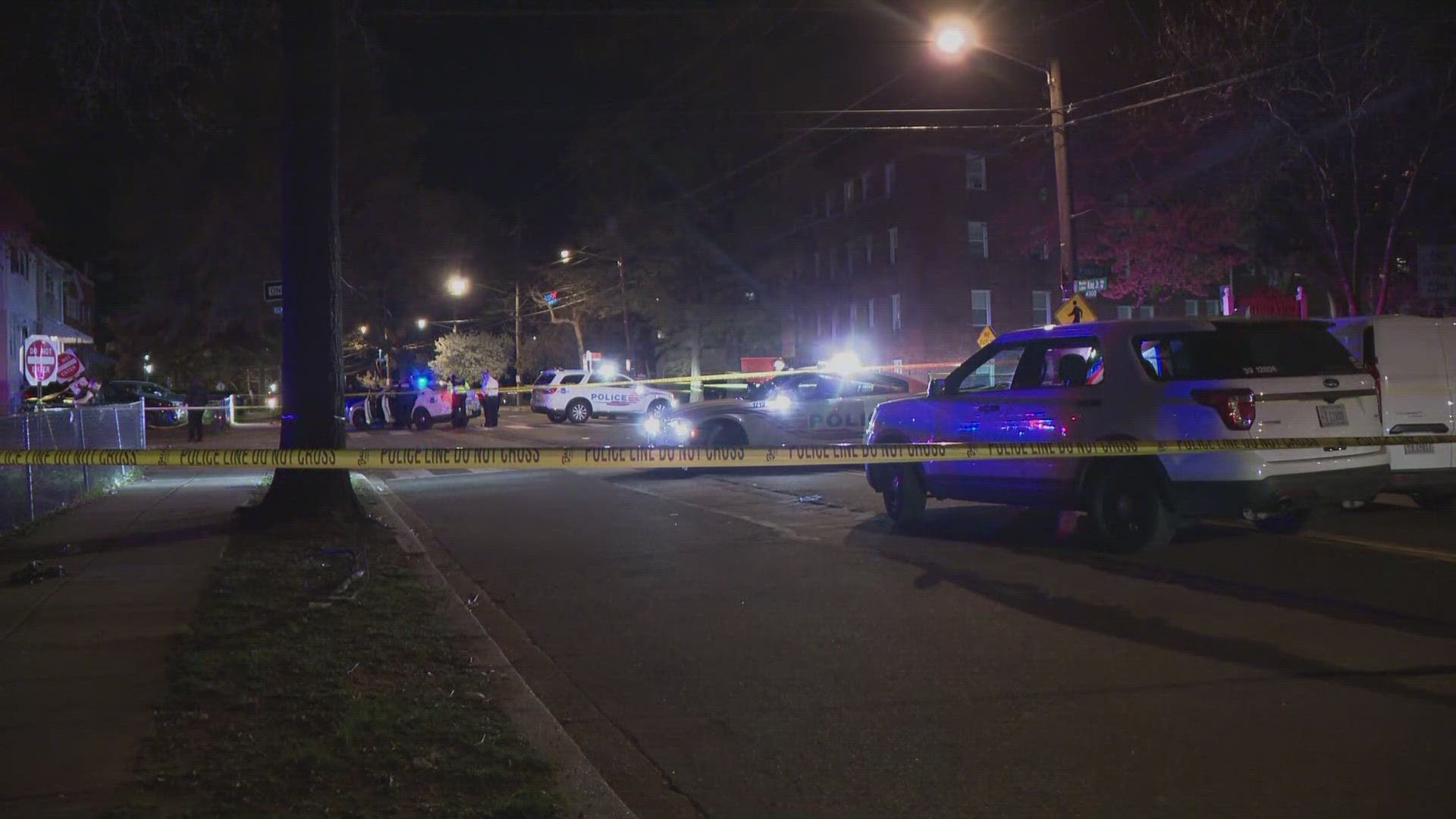 When police arrived at the 100 block of Elmira Street, they found three men and a woman suffering from gunshot wounds.