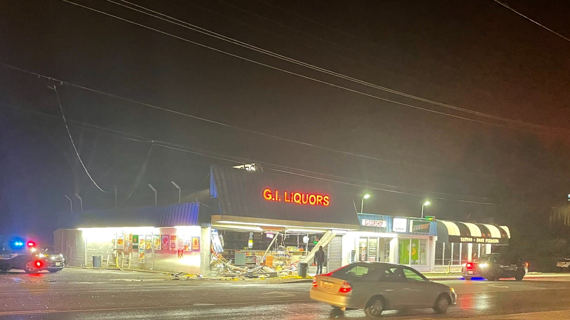 1 hospitalized after car crashes into Suitland liquor store