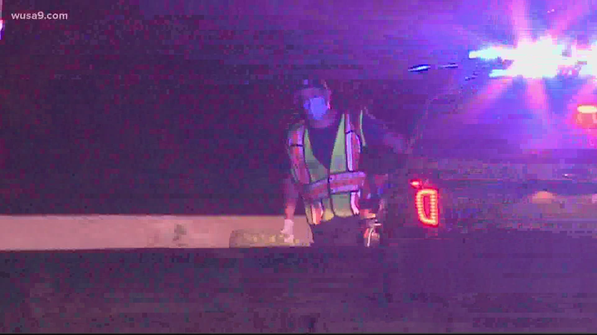 Two crashes involving tractor trailers happened just after midnight on the Beltway.