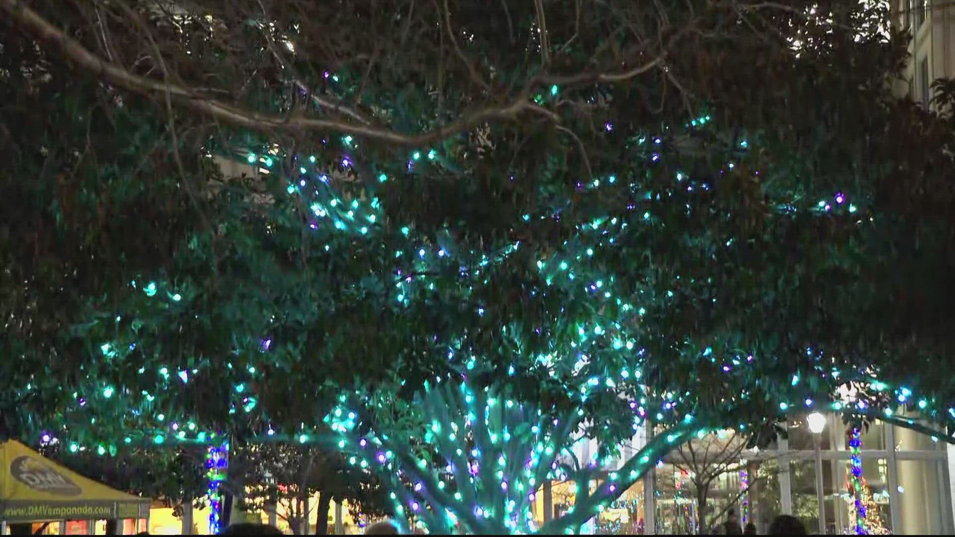 The high-tech tree lights up when it hears music.