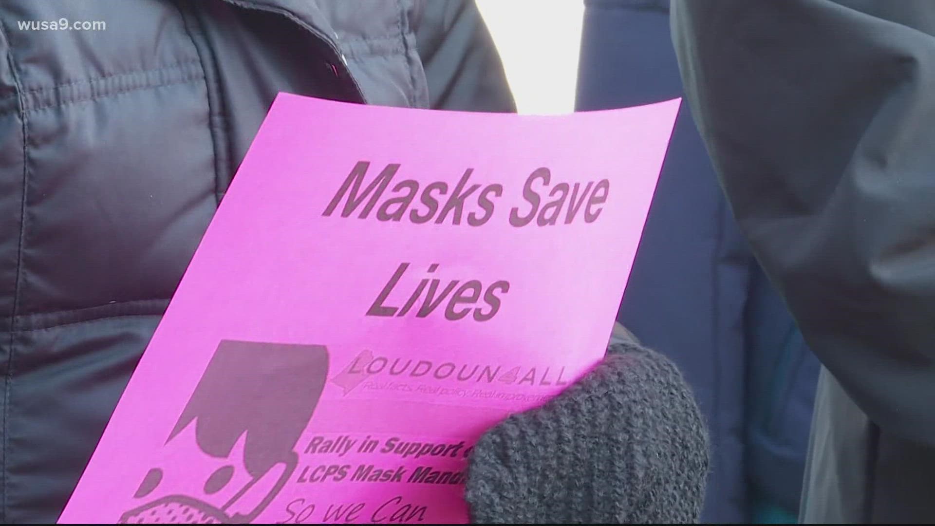 Loudoun County parents and other community members held a rally on Tuesday to express their support for masks.