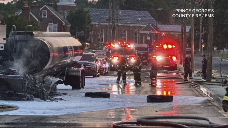 Tanker carrying 9,000 gallons of fuel catches fire in Hyattsville