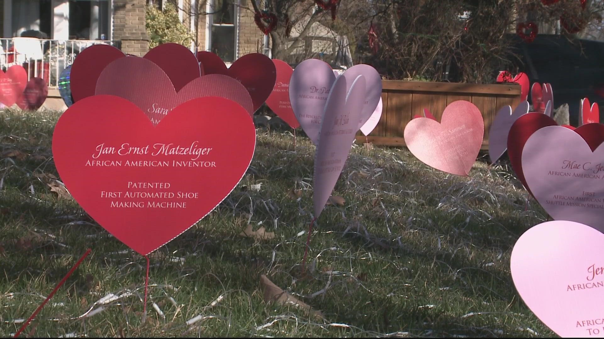 In an effort to spark curiosity and love, one woman has combined Black History Month with Valentine's Day for a colorful display in her yard in Northwest D.C.