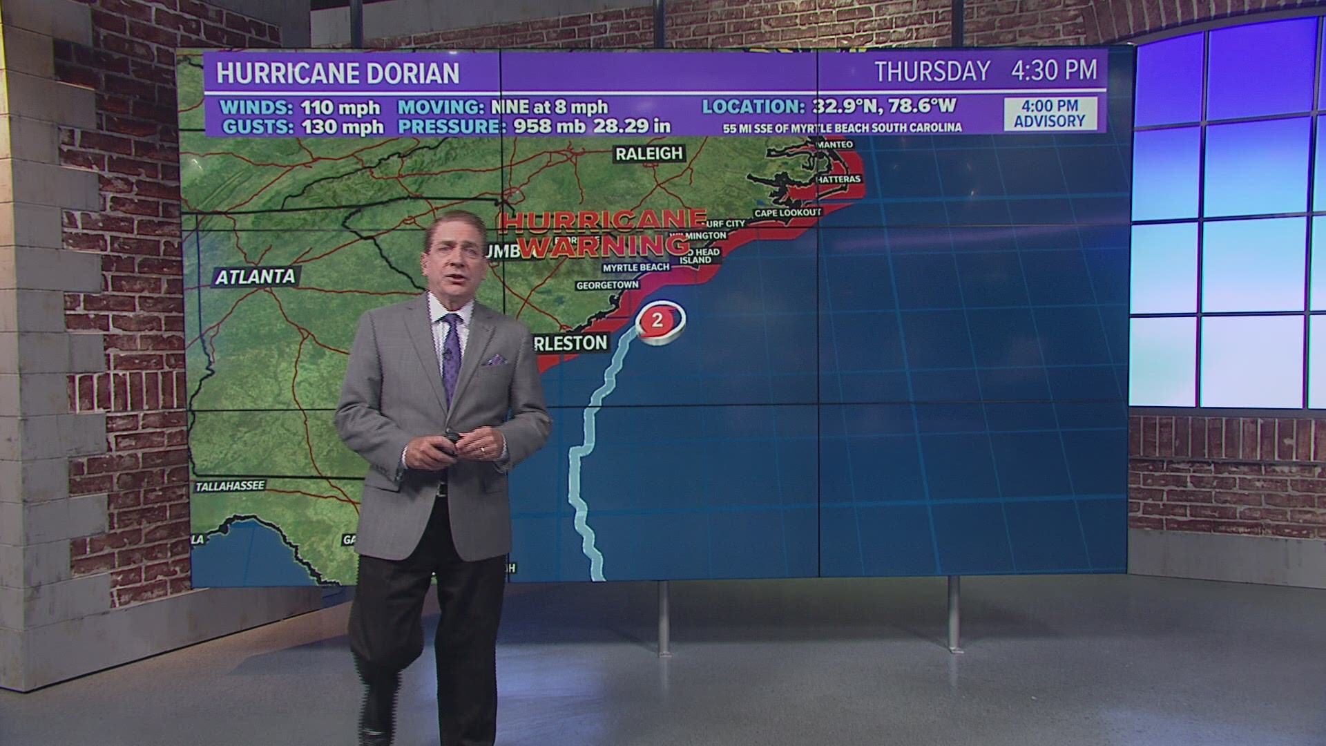 Hurricane Dorian Frying Pan Tower livestream of American flag