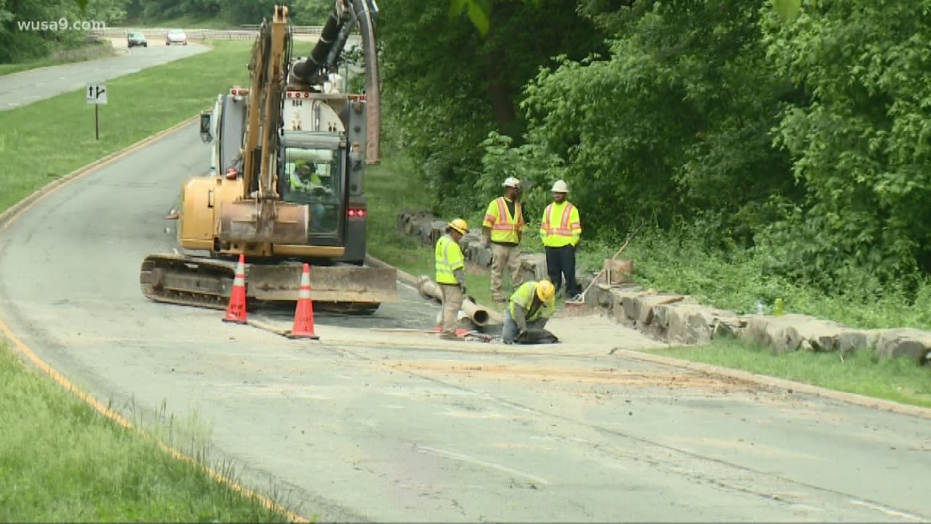 They hope to have one lane open by Monday morning's rush hour, but fully repairing the parkway is part of a long term plan.