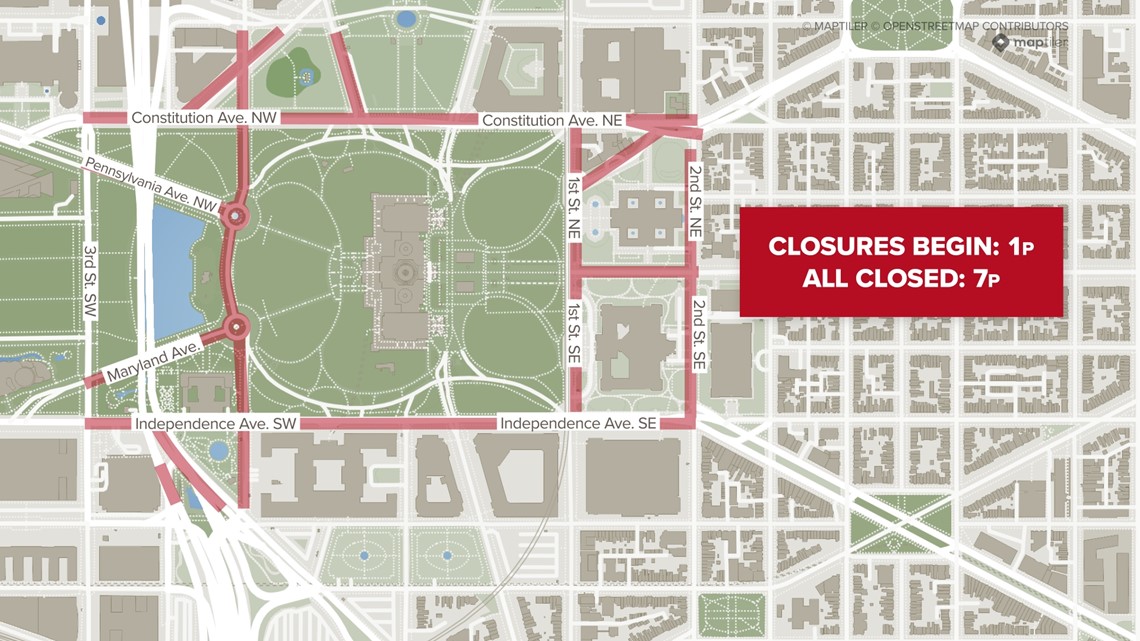 road closures washington dc independence day