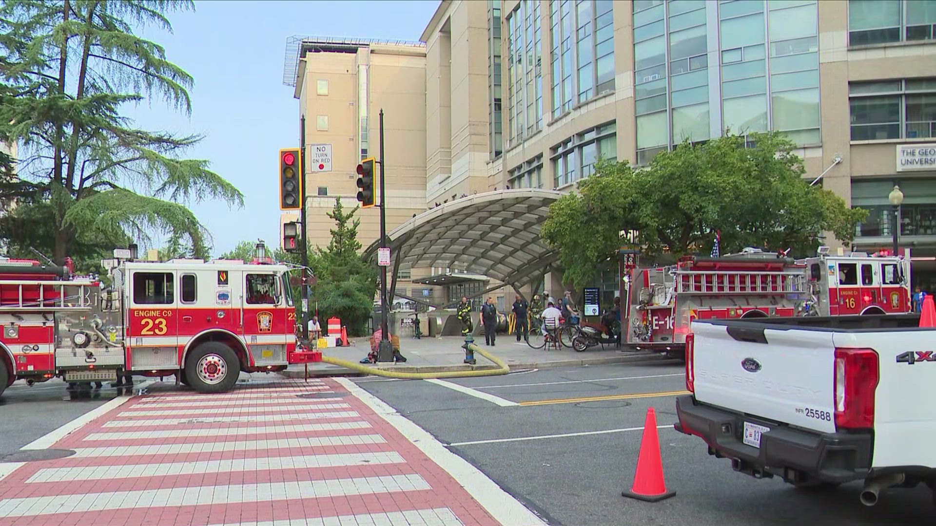 Metro says an electrical cable sparked and caught fire.