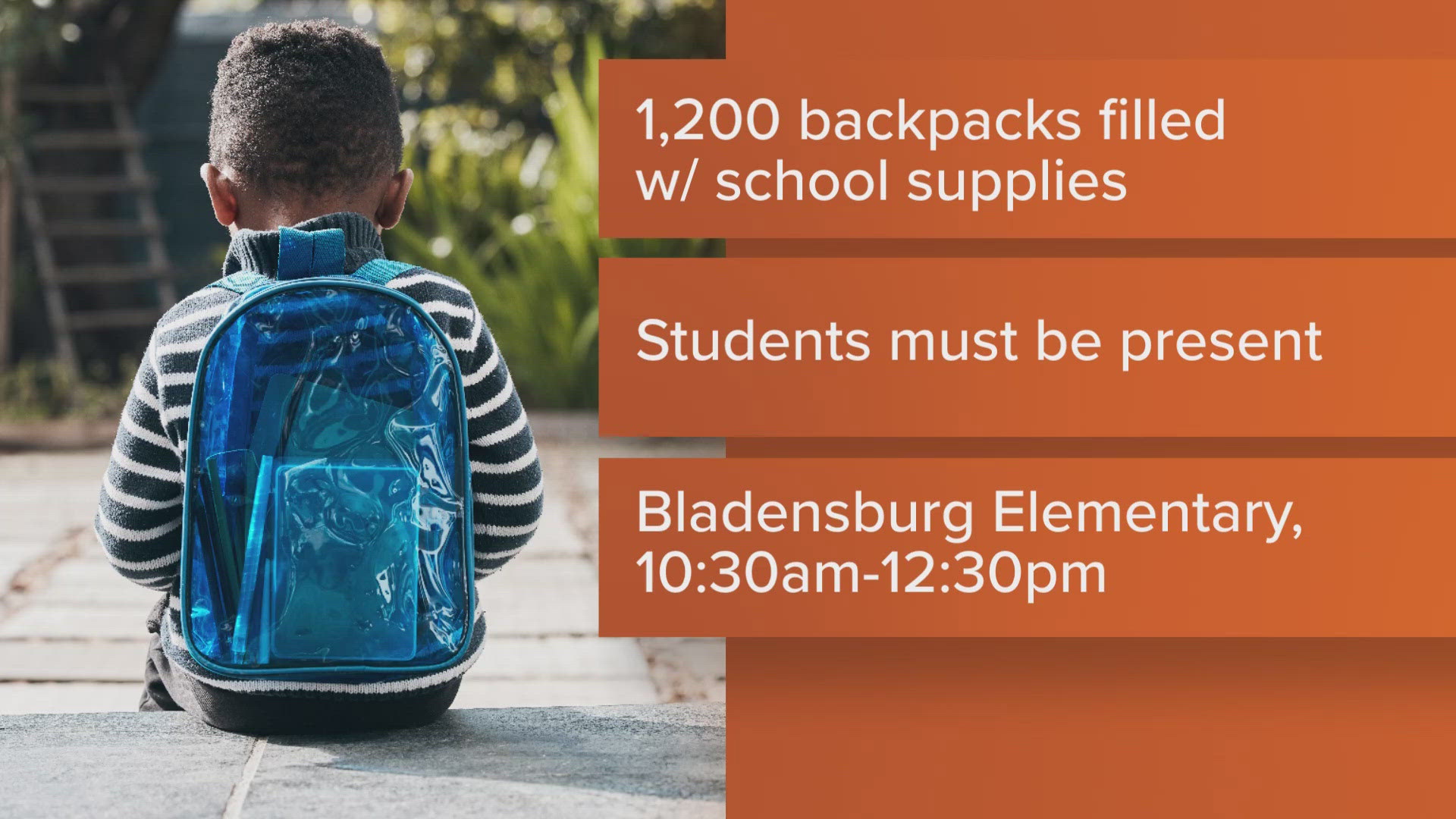 Bladensburg Elementary will be giving away 1,200 backpacks with school supplies tomorrow morning