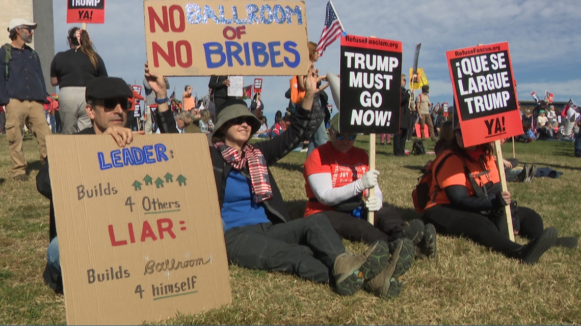 Thousands rally in D.C. to protest Trump, warn of threat to democracy