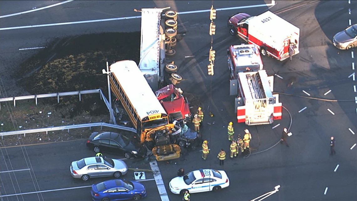 1 dead, 6 injured including students after crash with school bus and ...