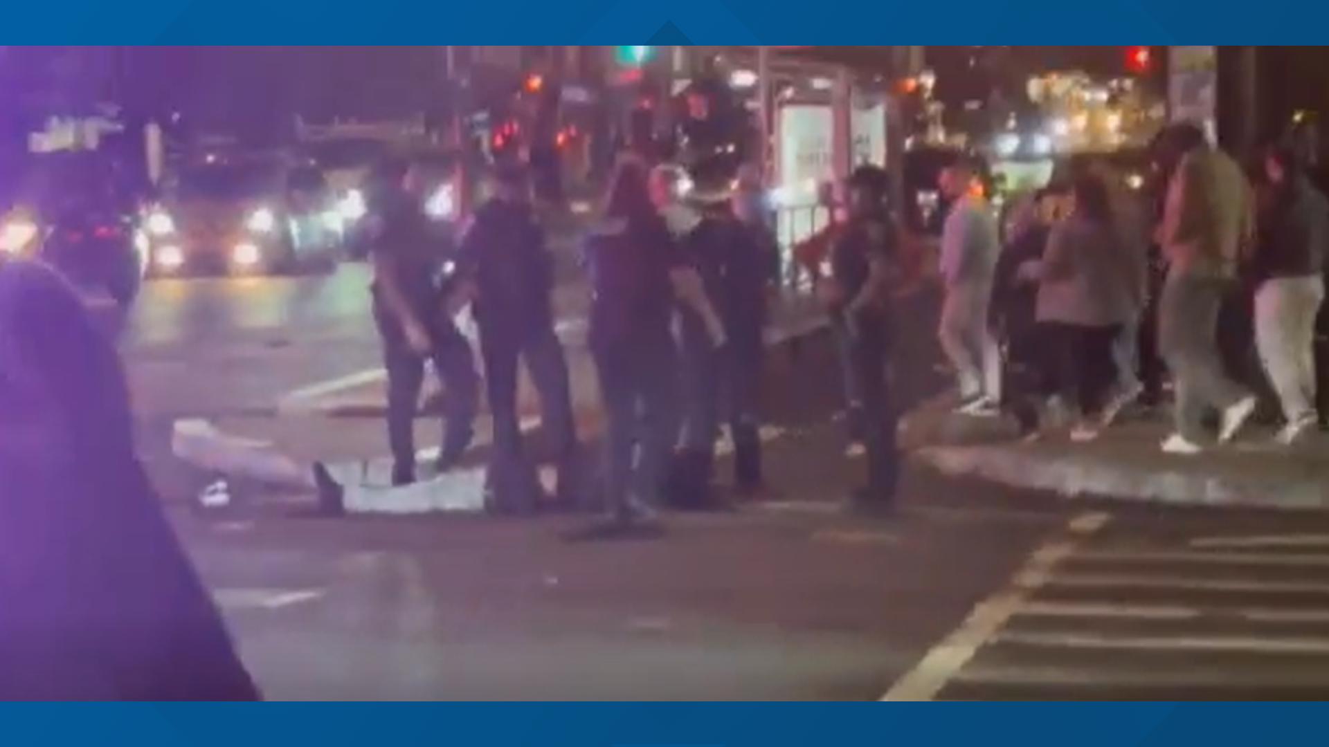 Video captured by a WUSA9 employee shows the attack at the busy DC intersection after midnight on Saturday.