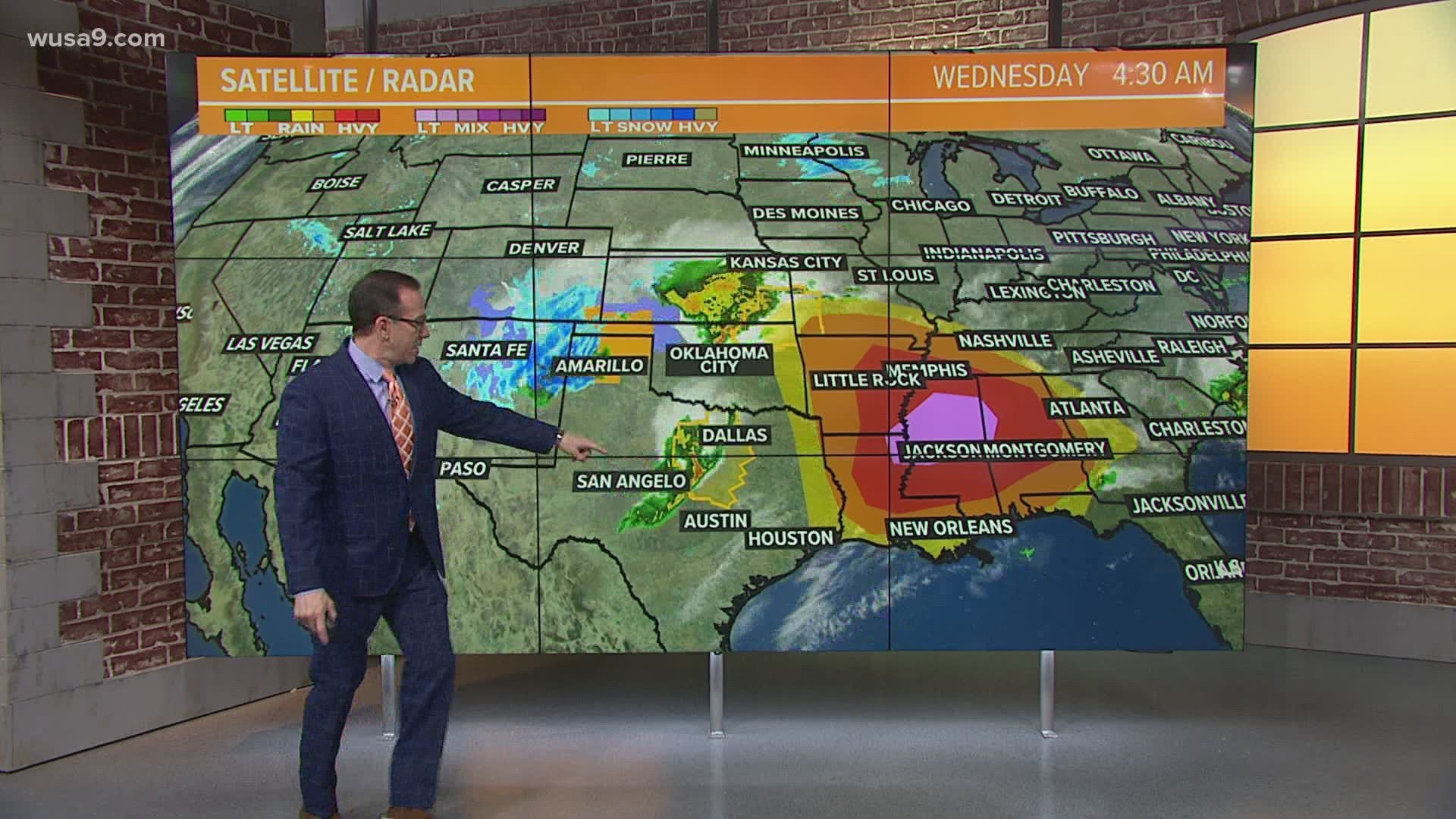 The Deep South could be hit with some severe weather Wednesday