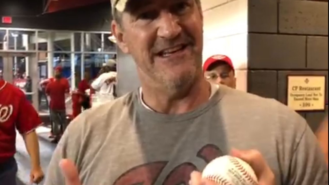 Bud Light sending Nats fan hit in chest with home run ball while  double-fisting beers to World Series Game 6