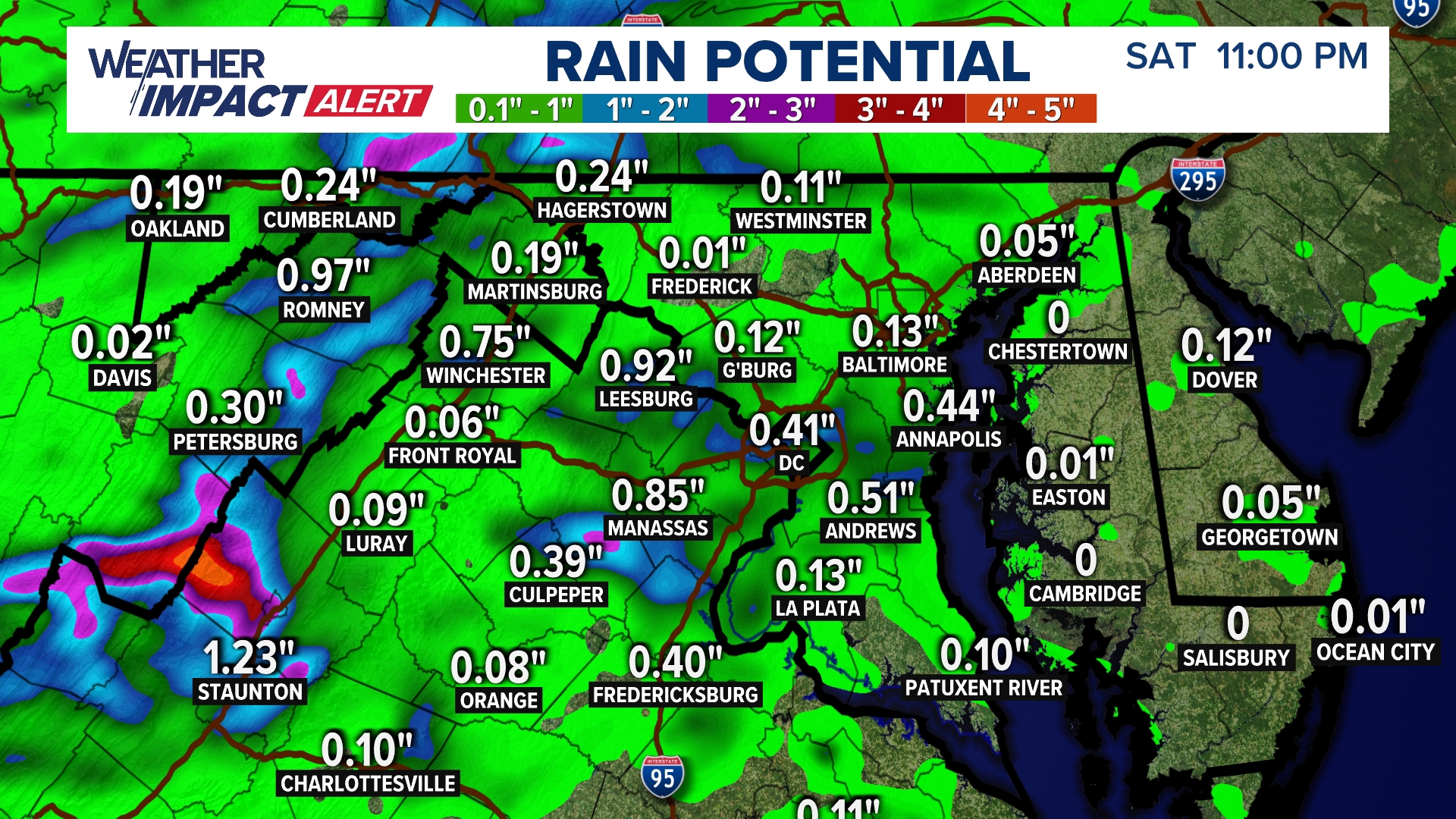 Showers and storms in DC Saturday with heavy rain and strong wind ...