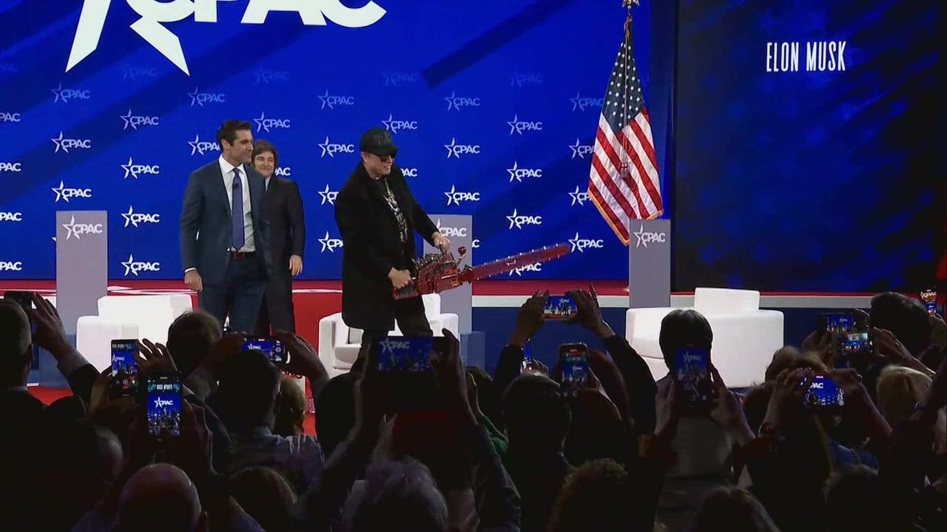 He used the chainsaw as a prop. 
