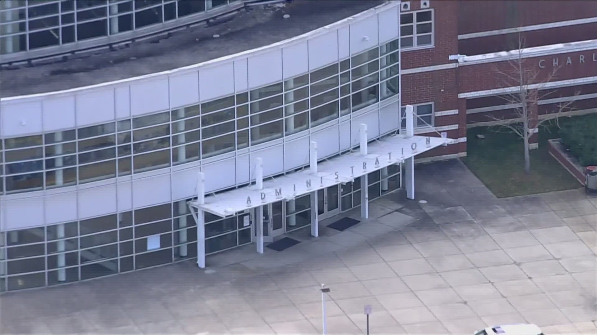 It was determined that the student was able to get into the school through a side door when another student let him inside.