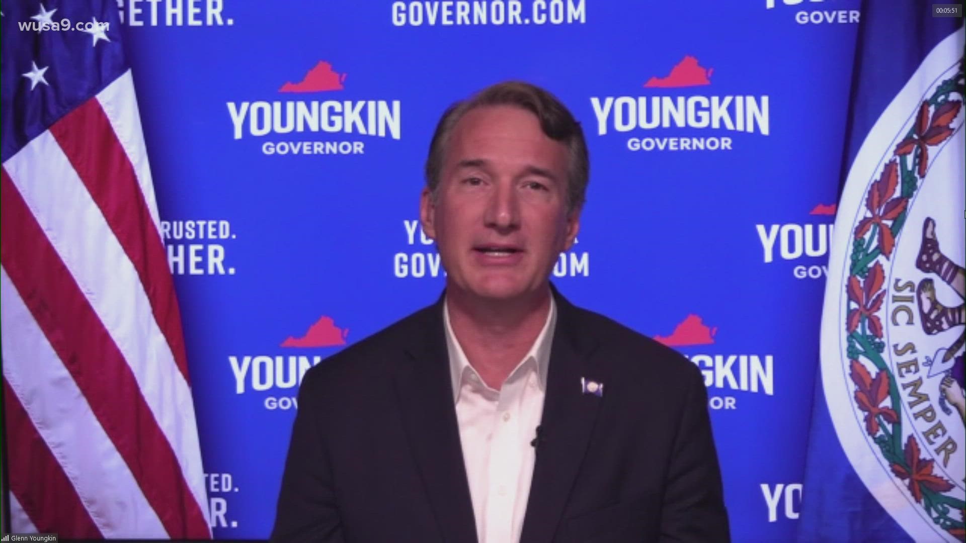 We asked Youngkin why he's the best person to lead Virginia as governor, and his stance on vaccine mandates.