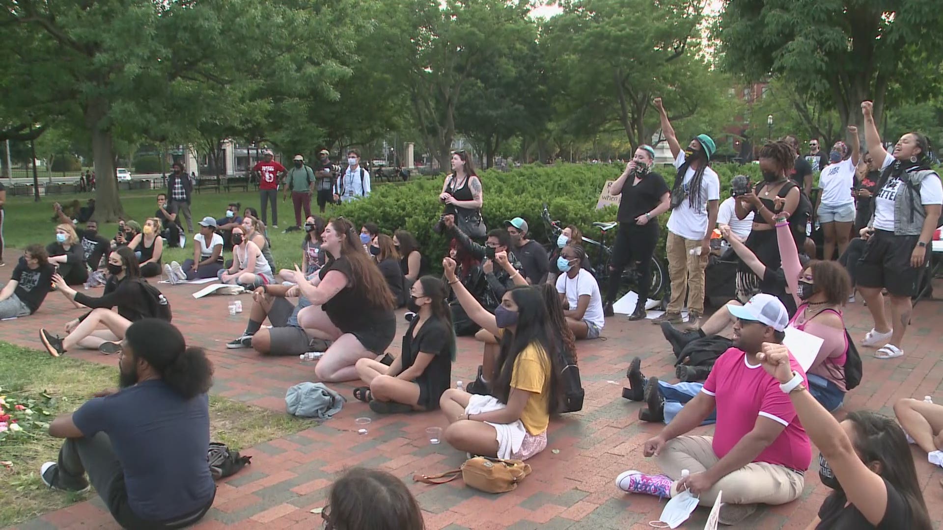 More than 100 people gathered in Lafayette Square near the White House to remember George Floyd and his legacy.