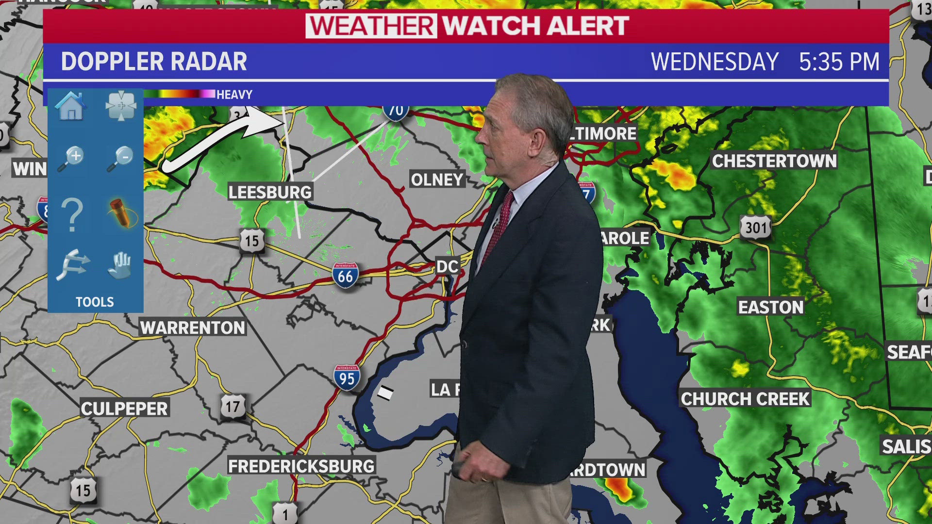 Washington County and Frederick County are under a tornado warning until 6:15 p.m.