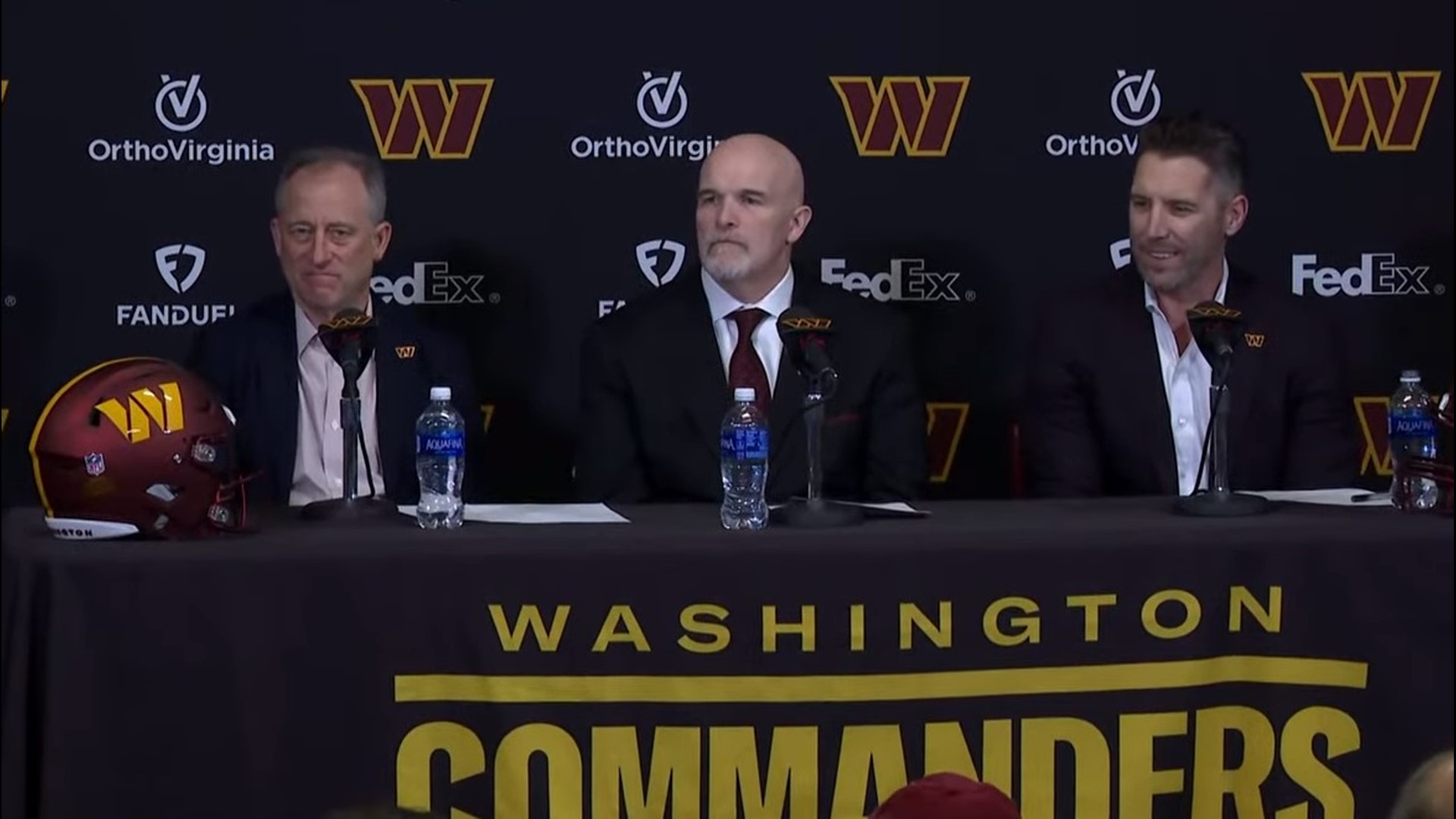 The Washington Commanders welcomed Quinn, 53, as their new head coach in his first media appearance at Commanders Park.