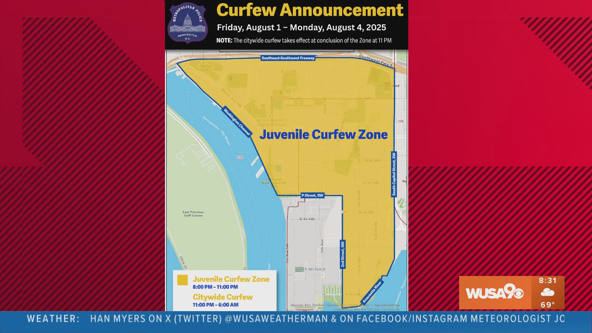The new curfew is in effect this weekend from 8 p.m. through 11 p.m., when a citywide curfew kicks in through 6 a.m. 
