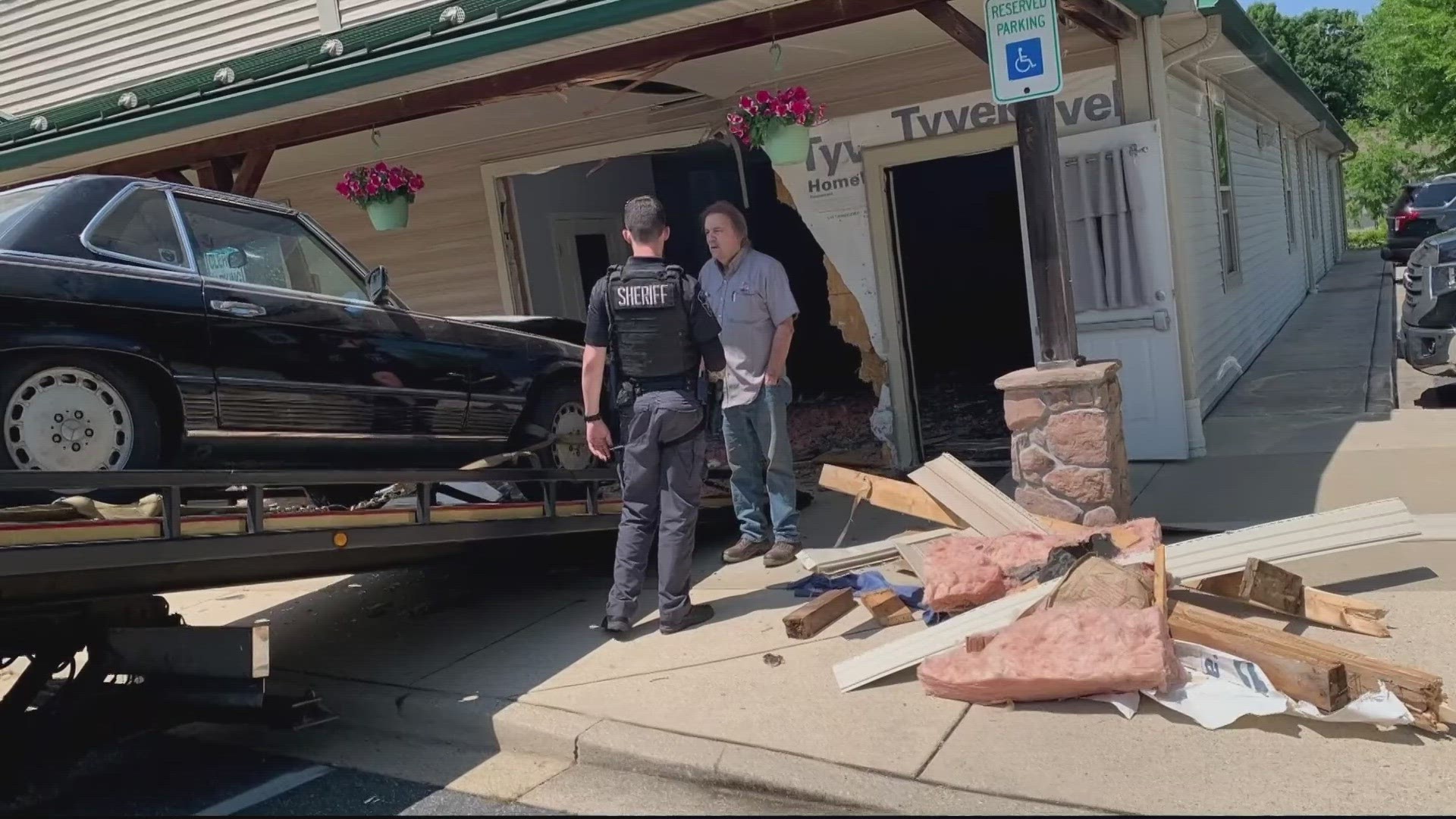 Parishioners say it's a miracle that no one was killed when a car barrelled into the middle of the Calvert County Baptist Church right after services on Sunday.