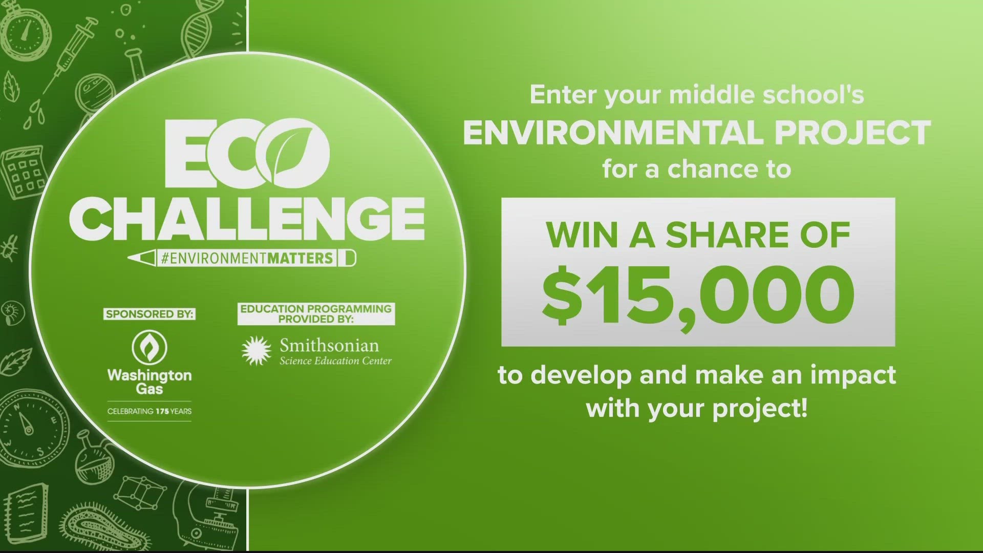 In addition to recieving the free environmental learning materials from the Smithsonian Science Education Center You could also win up to 5-thousand dollars!