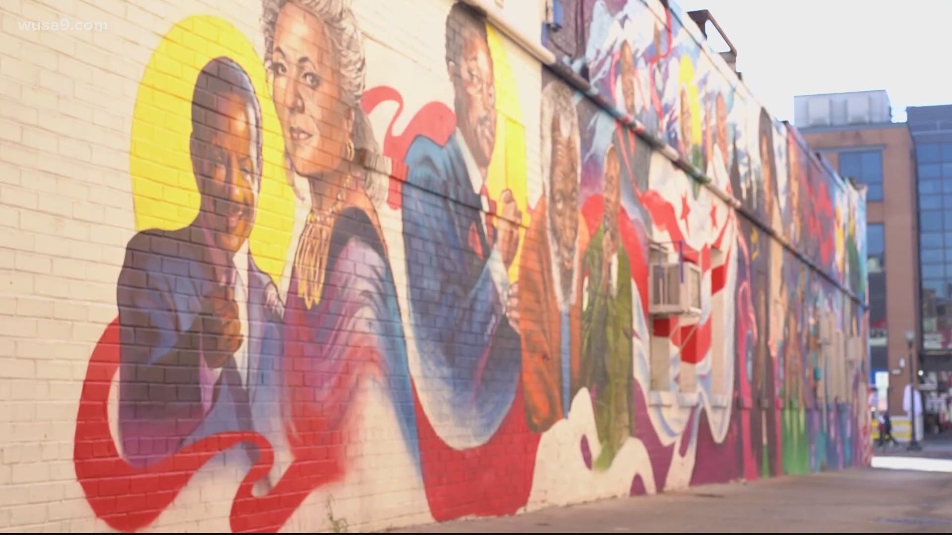 WUSA9's Bruce Johnson is honored with a spot on the mural outside of Ben's Chili Bowl in D.C.