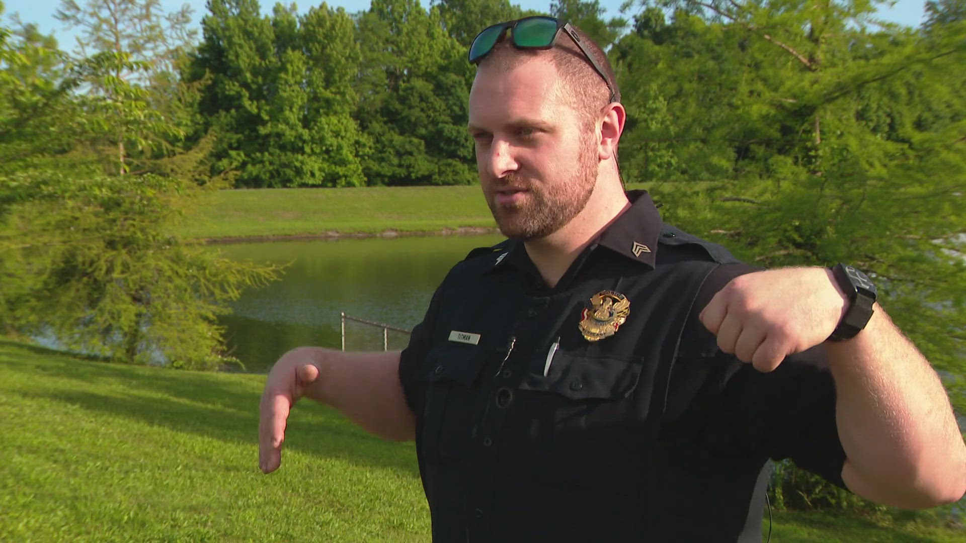 Last Thursday, Bowie police received a call about a dog in the deep end at a pond at Centennial Park.