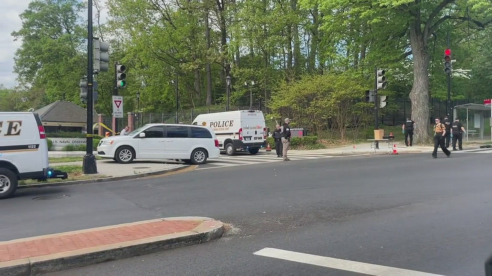 Secret Service has Crime Scene Investigators at the entrance to the U.S. Naval Observatory, home to Vice President Kamala Harris.