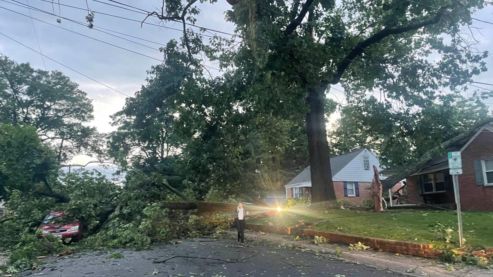 Pete Piringer with Montgomery County fire and rescue talks about damage in Gaithersburg, Maryland.