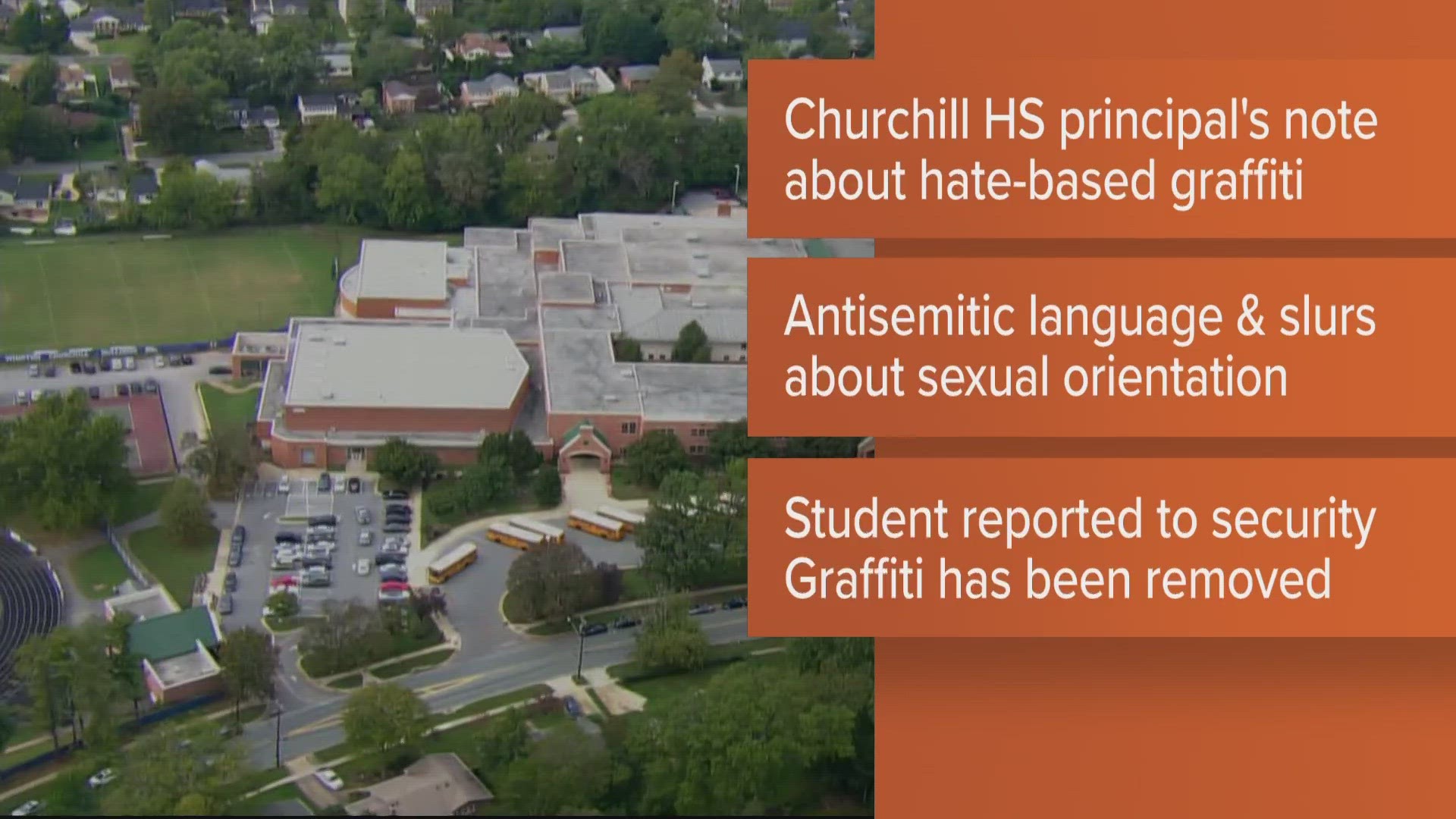 A graffiti in the girl's bathroom contained antisemitic language and slurs about sexual orientation, according to the principal.