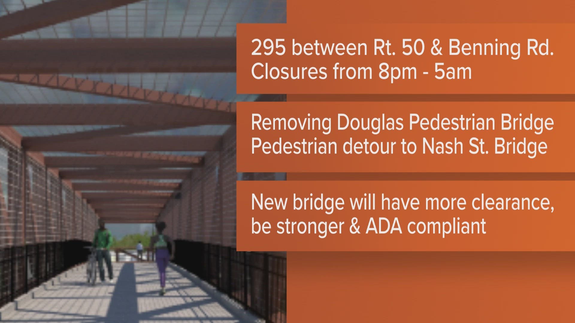 Workers are removing the old Douglas Pedestrian Bridge