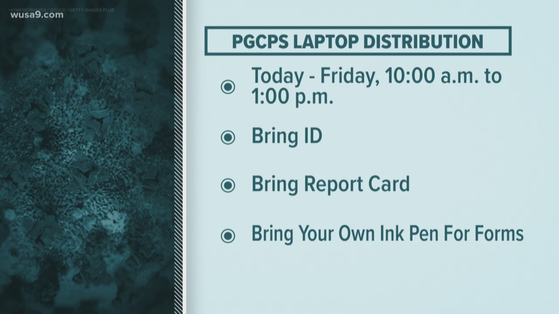 Now that school systems are moving virtually, Prince George's County has sent out information on how students can pick up a laptop to continue the school year online