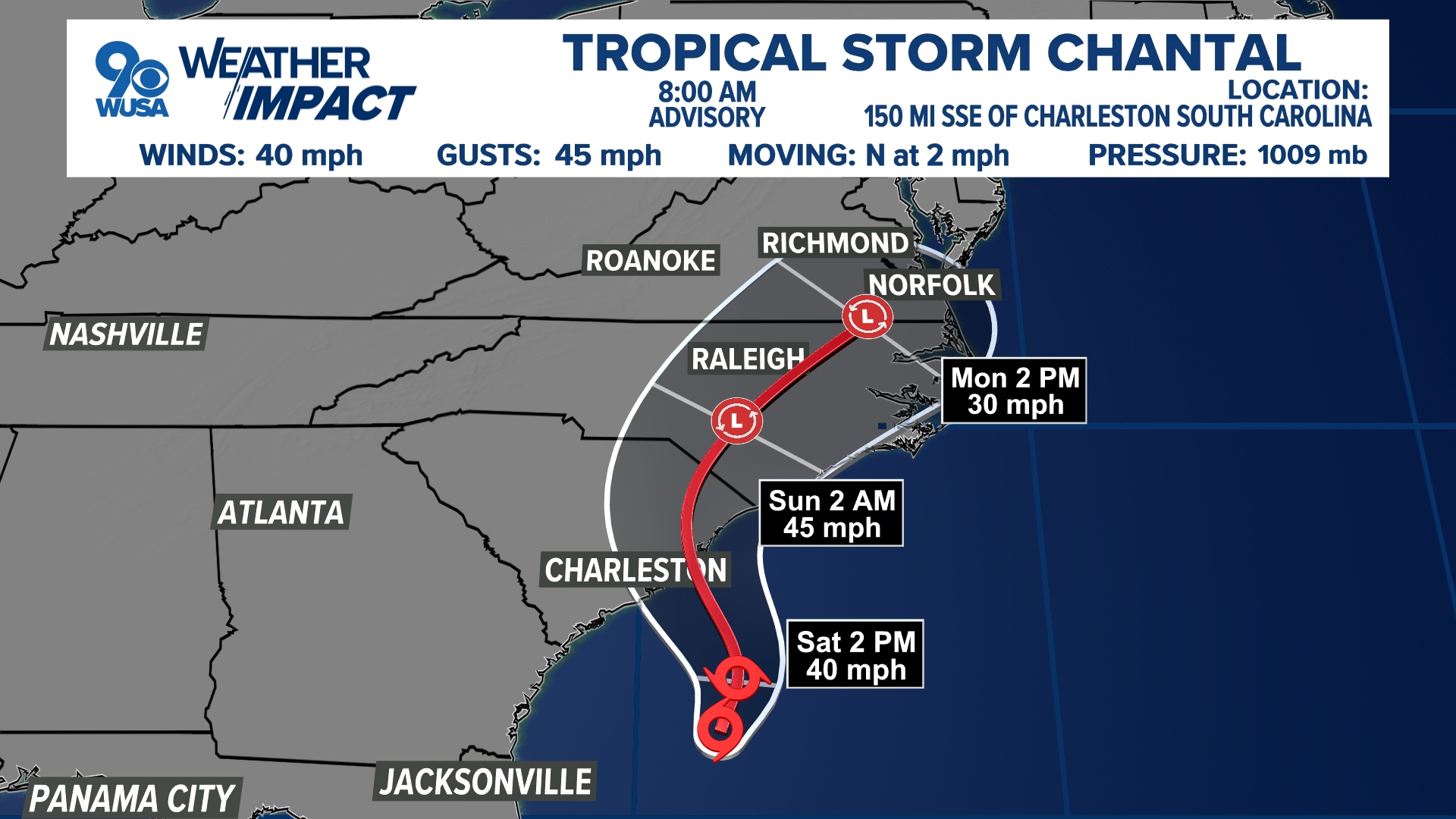 Tropical Storm Chantal forms threatening South Carolina with heavy rain ...