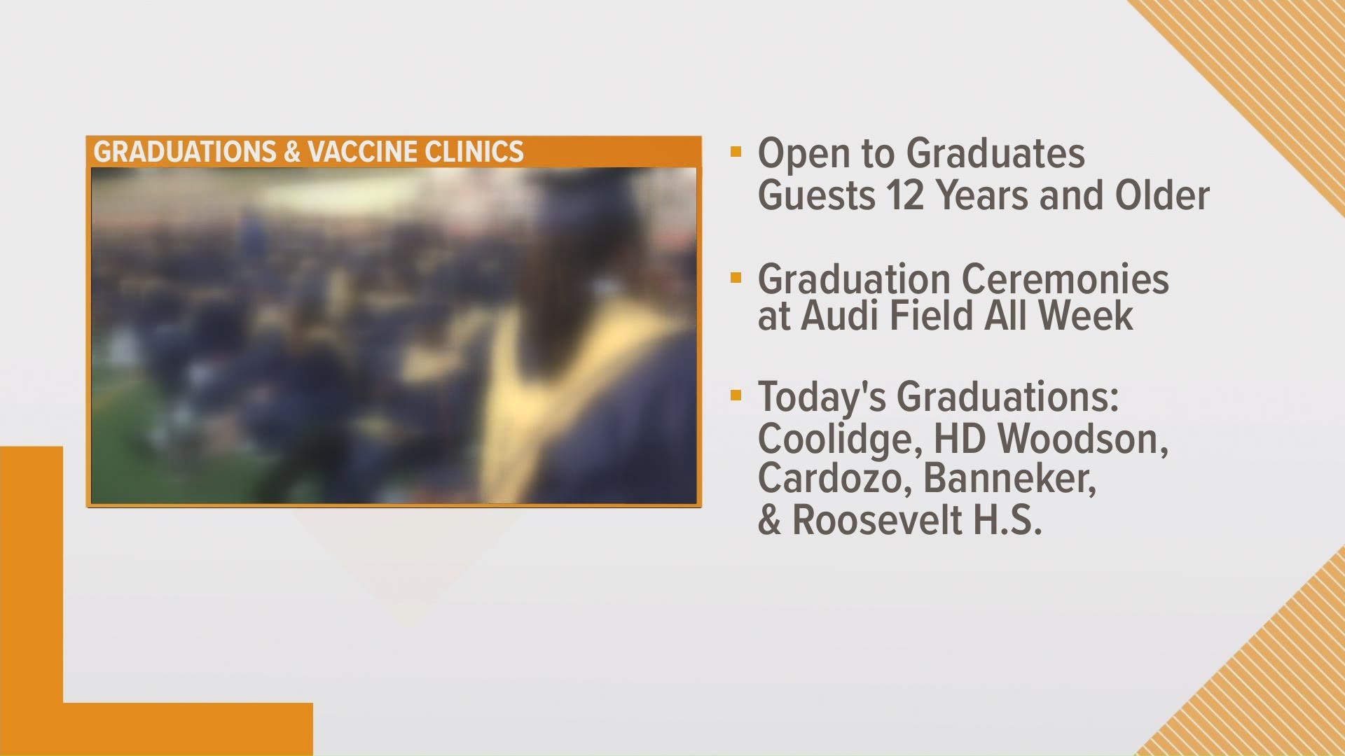 Graduates can walk across the stage, while family members get vaccinated against COVID-19.