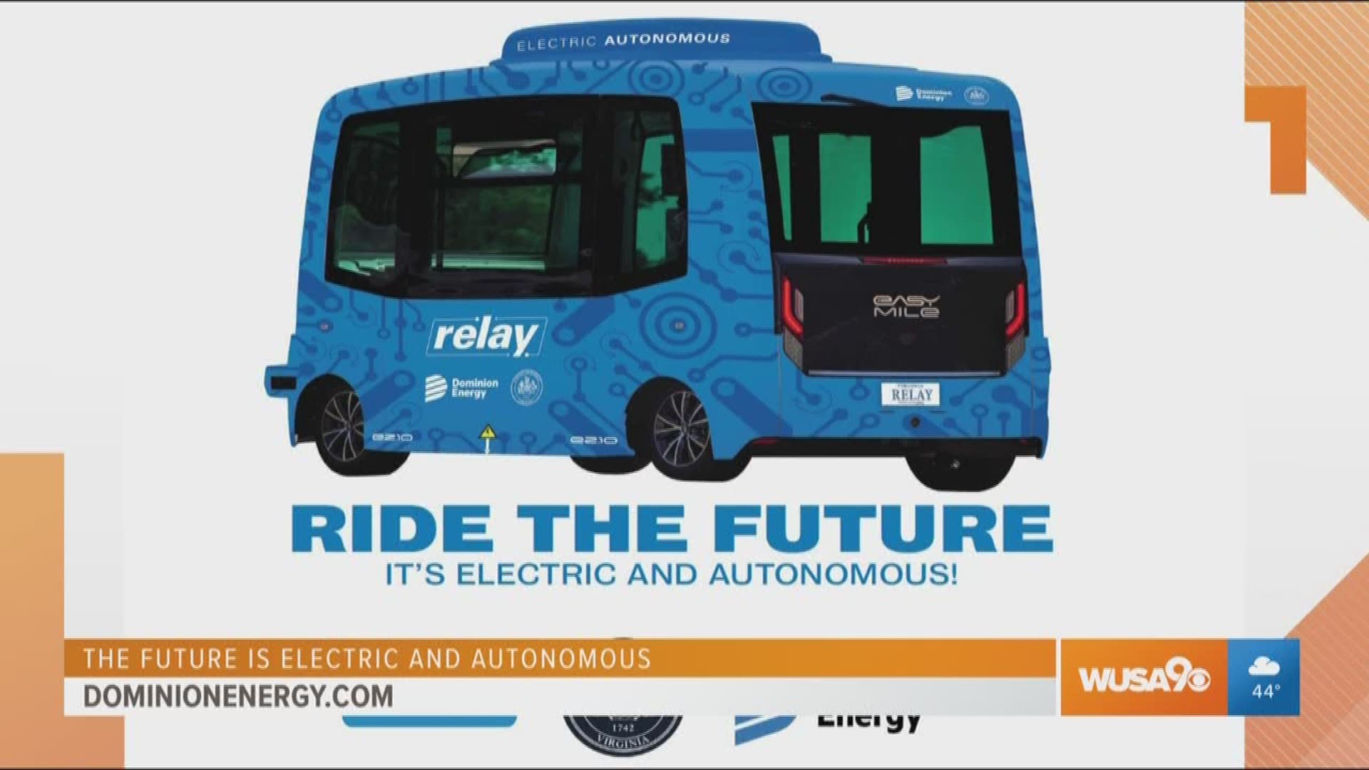 Soon, you’ll be able to ride an electric, autonomous shuttle in Fairfax County called Relay!  Sponsored by Dominion Energy.