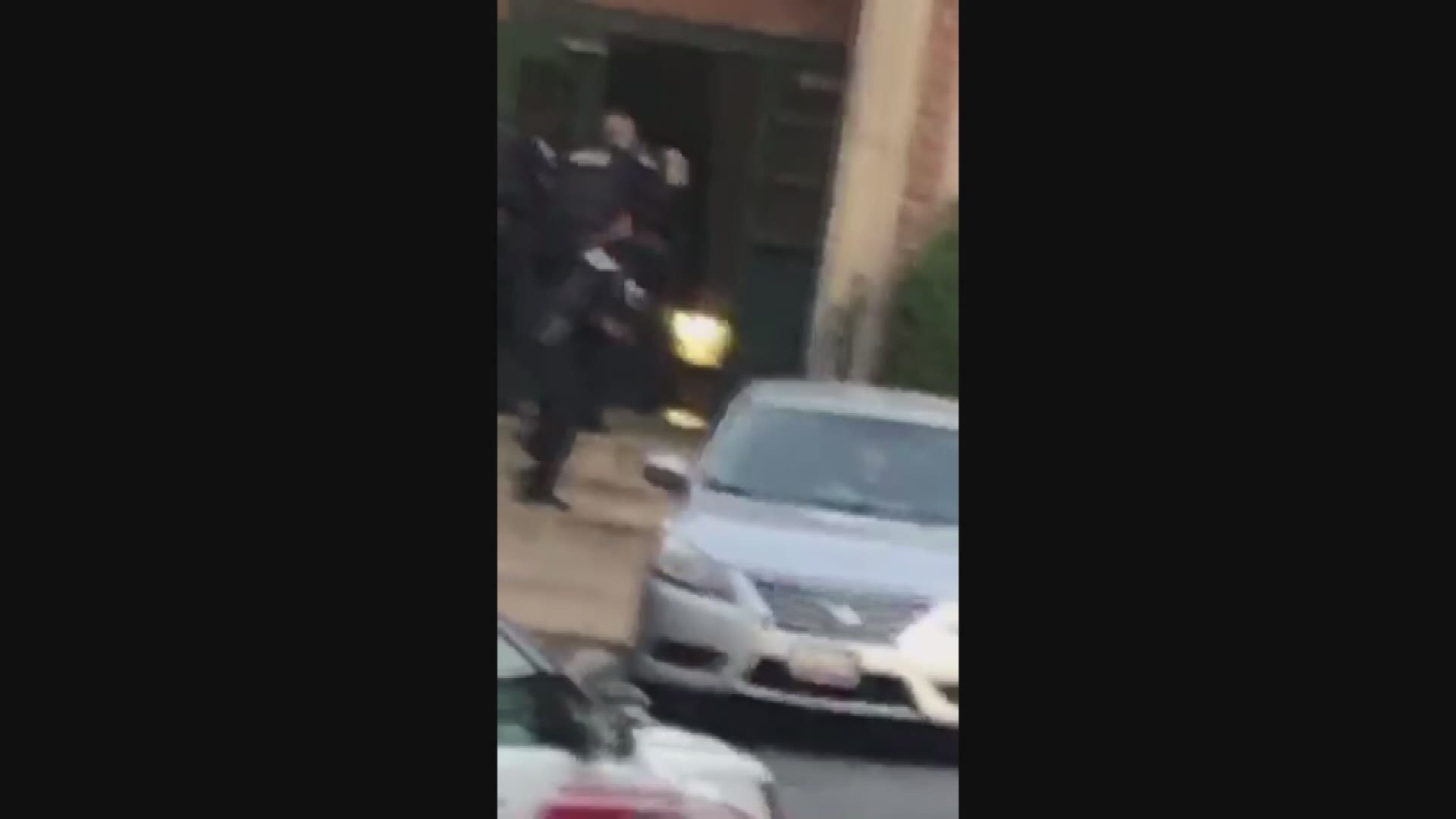 The video from a WUSA9 viewer shows the moment a gunman came out and opened fire on a group of officers who were scrambling for cover.