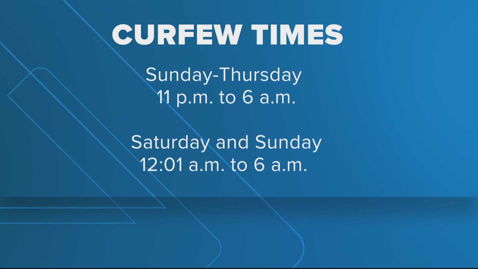 The curfew will apply to anyone younger than 17 years old starting as early as 11 p.m.