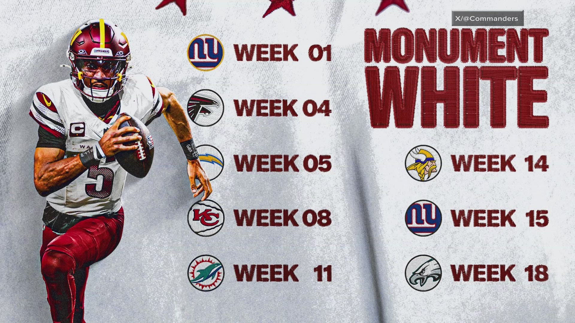 They'll wear the "Monument White" jerseys the most -- a total of 8 times this season. 
