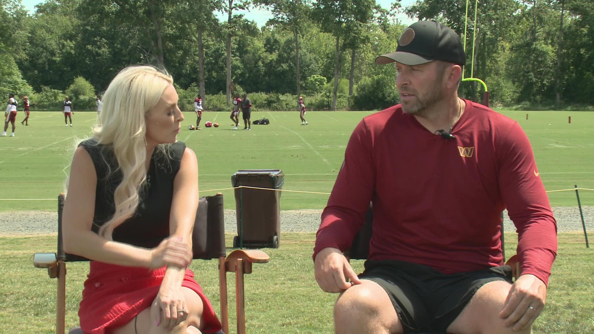 Sharla McBride sits down with Washington Commanders' Offensive Coordinator to discuss the upcoming season