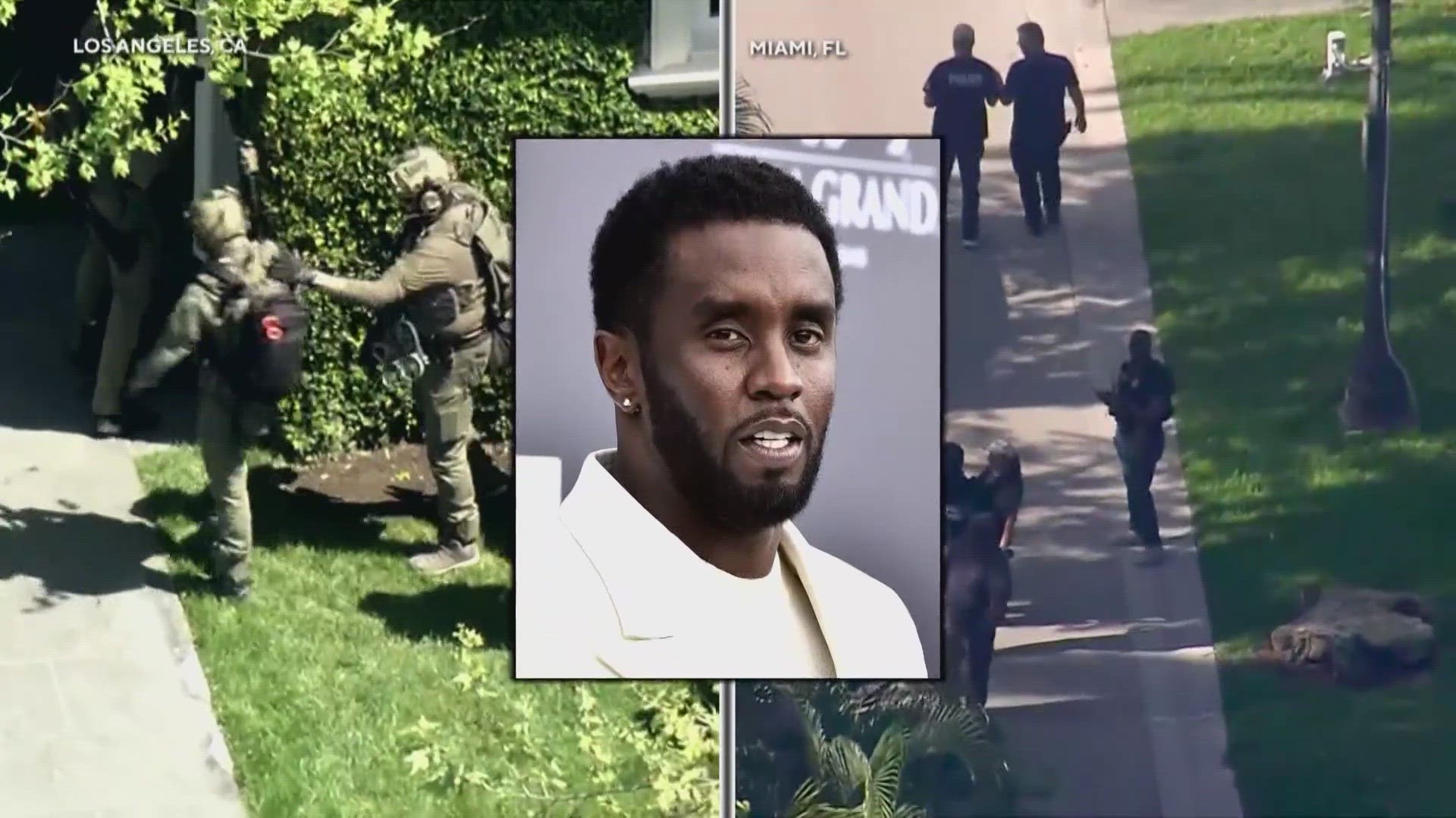 The raid of the homes of Music Mogul -- Sean Diddy Combs. This video from TMZ shows the aftermath of the search from Federal agents.