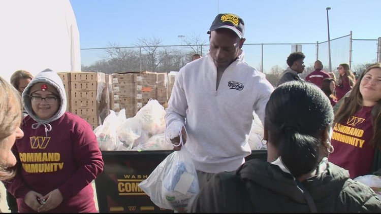 Commanders charity gives out Thanksgiving food to Prince George's Co. residents | Get Uplifted