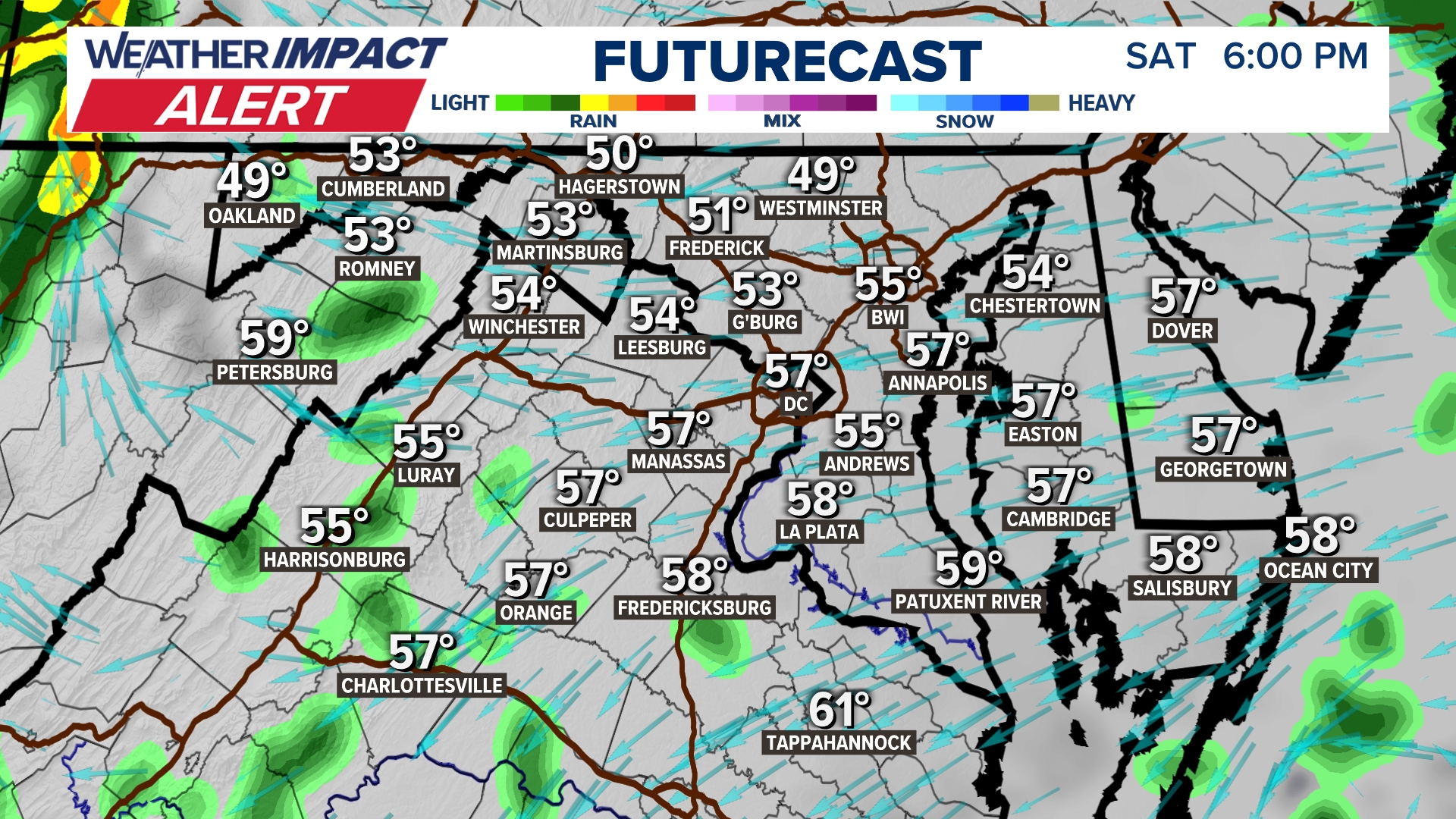 Weather Impact Alert: Rain Saturday tapers to scattered showers Sunday ...