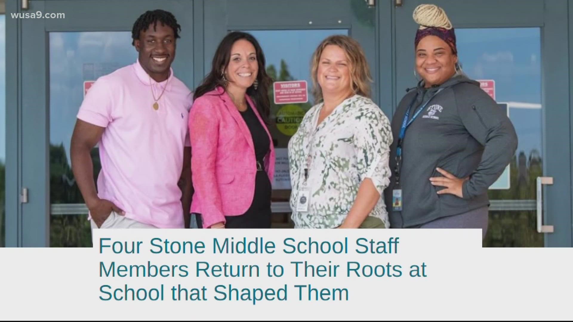 Four friends at Stone Middle School went from students walking the halls to working in those same halls.