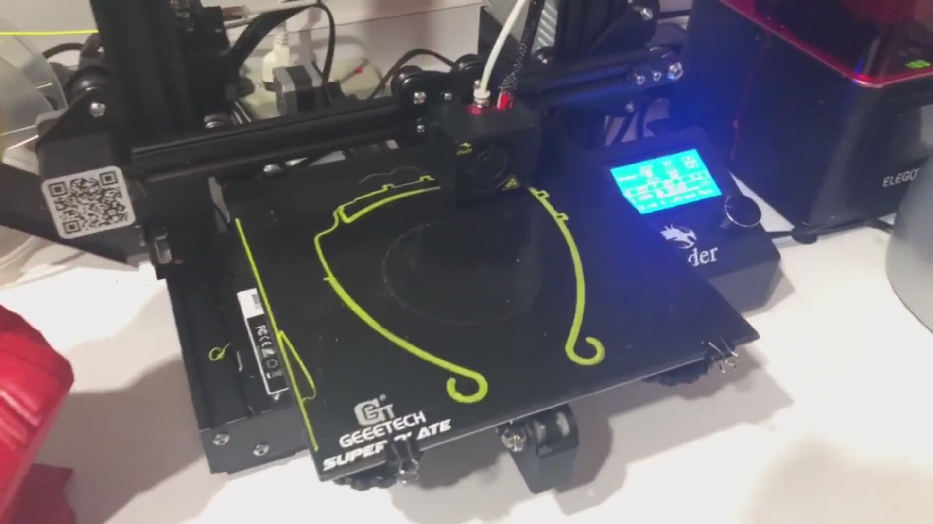 This video, sent in by the volunteers at e-NABLE, shows the printers at work. Each one can create a face shield in about 45 minutes.