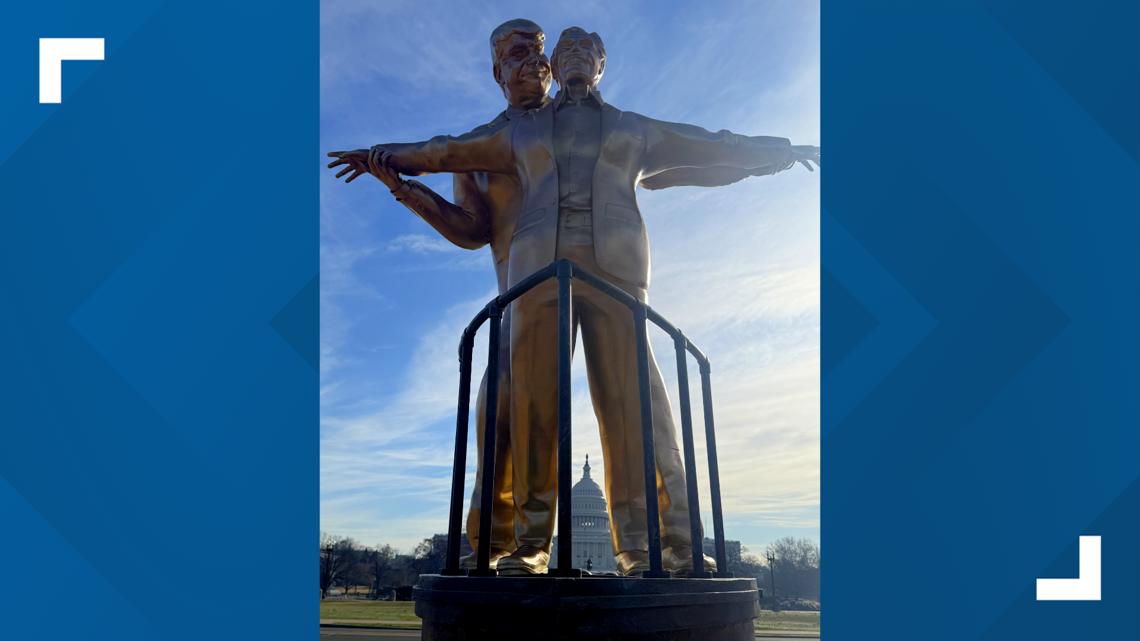 Statue depicting Trump, Epstein as Jack, Rose from 'Titanic' appears on National Mall
