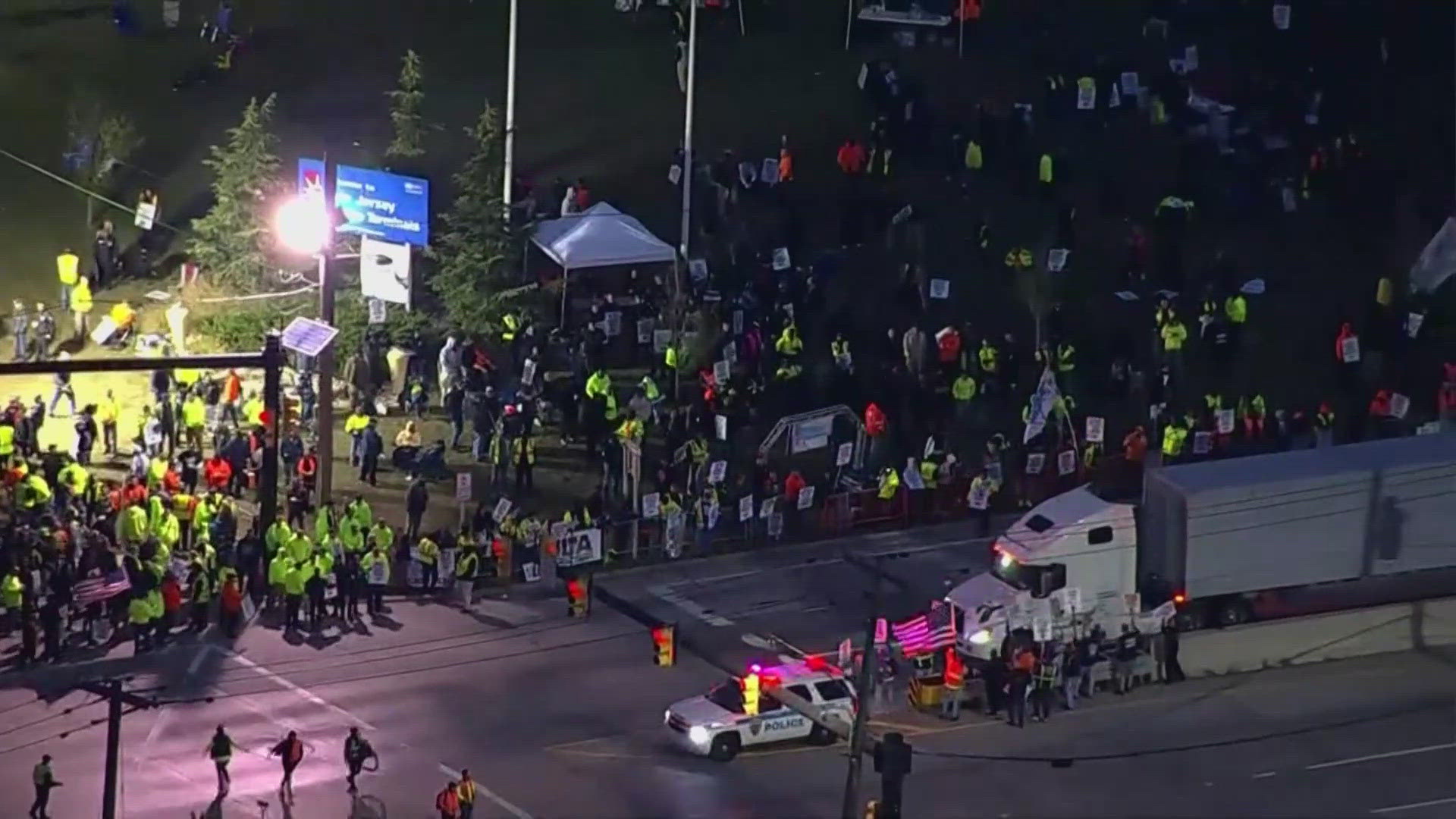 Tens of thousands of union dockworkers at 14 major ports from Maine to Texas are on strike.