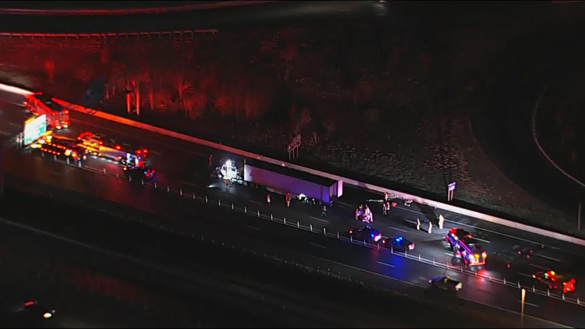 Lanes along I-495 are closed near Leesburg Pike.