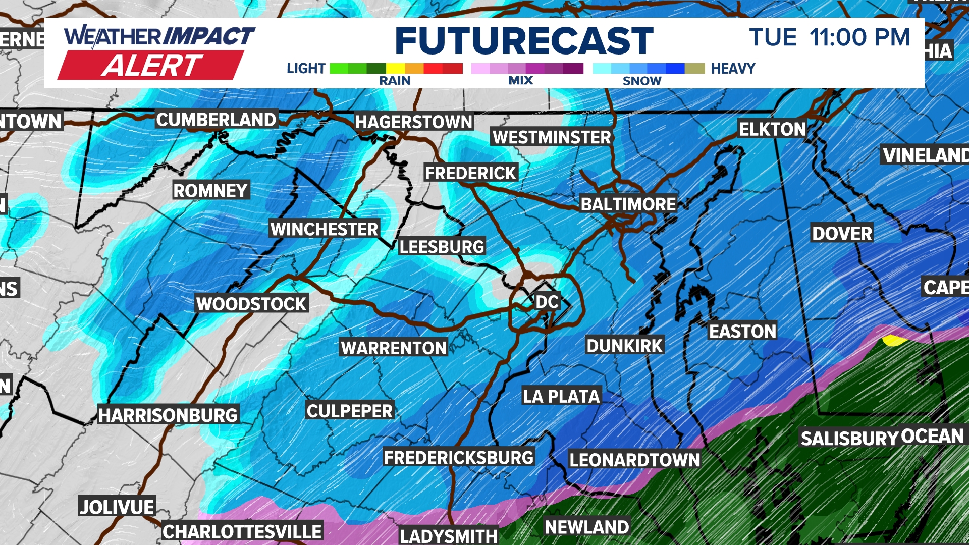 Winter storm warning for DC How much snow is expected?